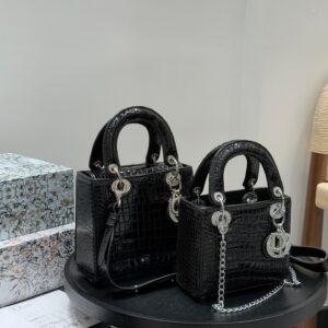 Crocodile-Embossed Lady Dior Bag